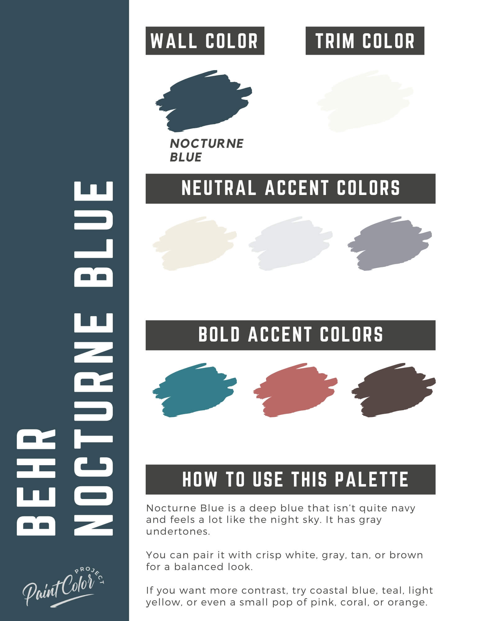 Behr Nocturne Blue Paint Color Palette
