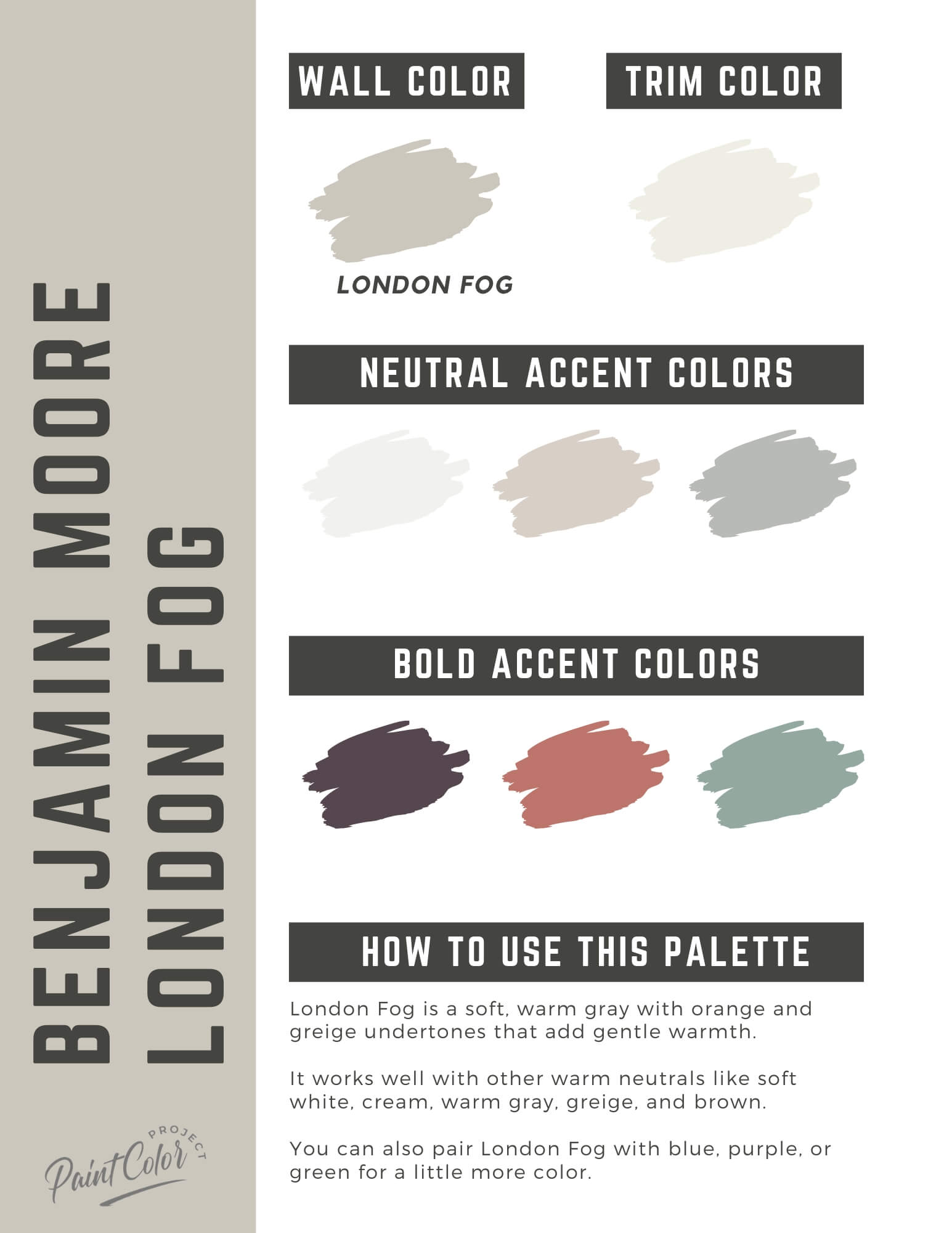 Benjamin Moore London Fog Paint Color Palette