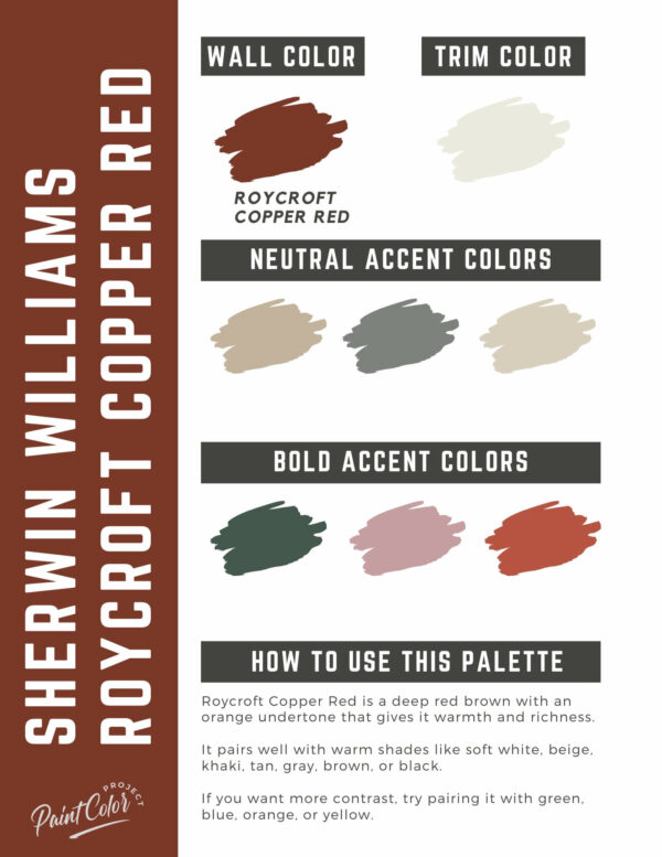 Sherwin Williams Roycroft Copper Red Paint Color Palette - The Paint ...