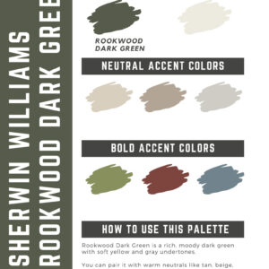 Sherwin Williams Rookwood Dark Green Paint Color Palette
