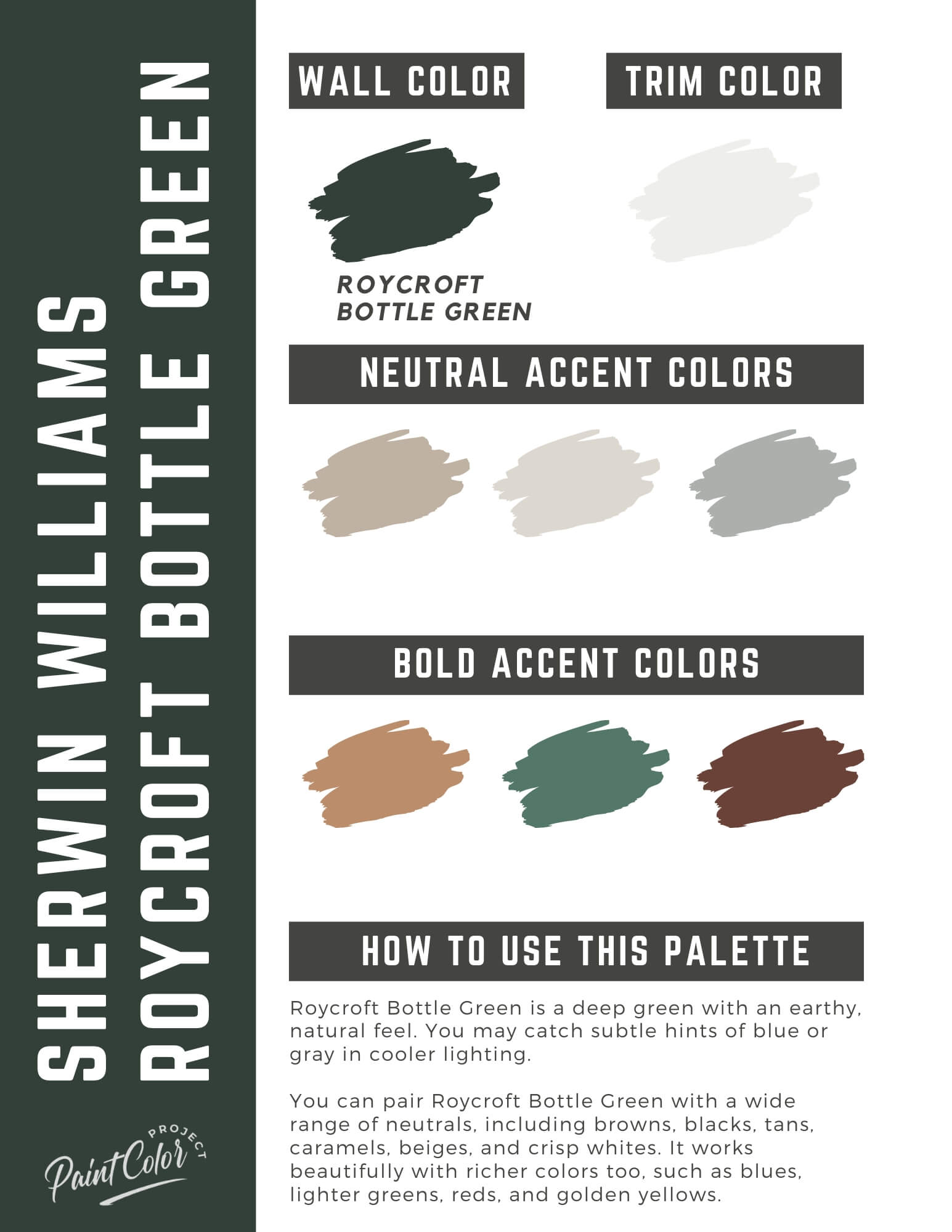Sherwin Williams Roycroft Bottle Green Paint Color Palette