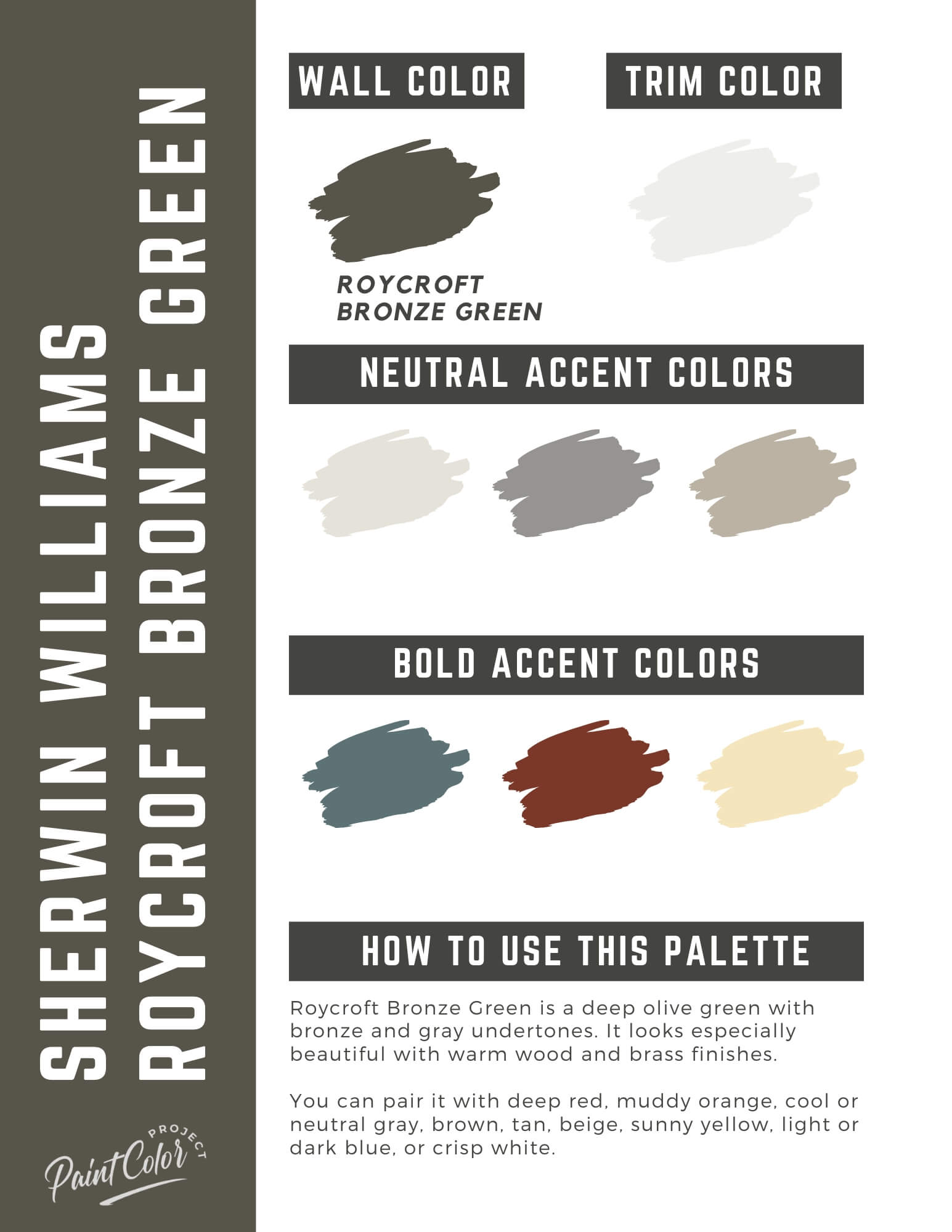 Sherwin Williams Roycroft Bronze Green Paint Color Palette