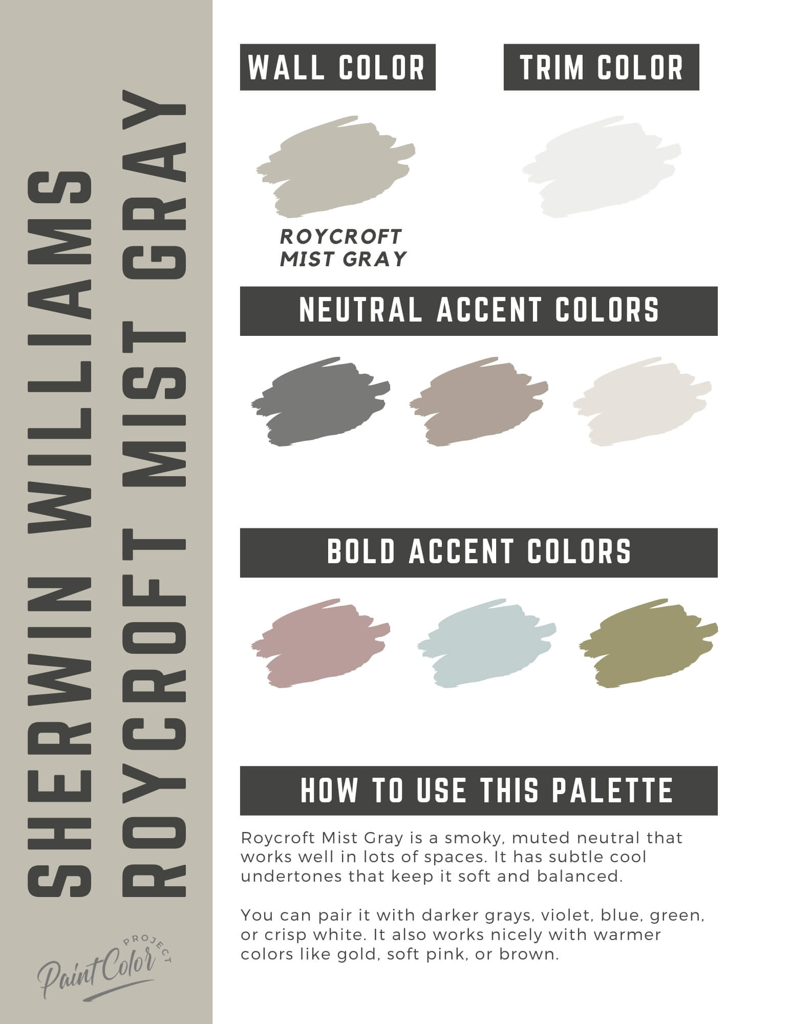 Sherwin Williams Roycroft Mist Gray Paint Color Palette