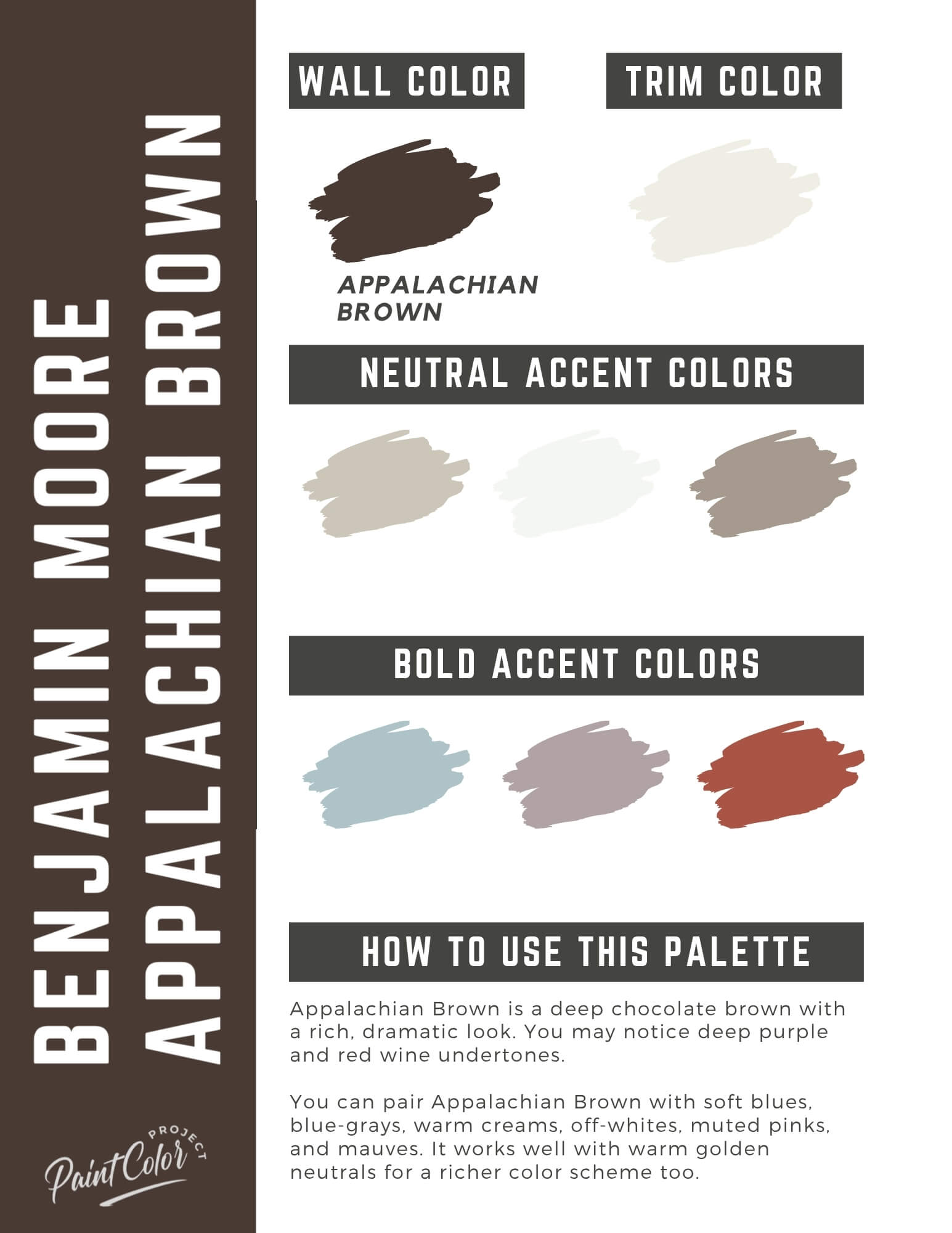 Benjamin Moore Appalachian Brown Paint Color Palette
