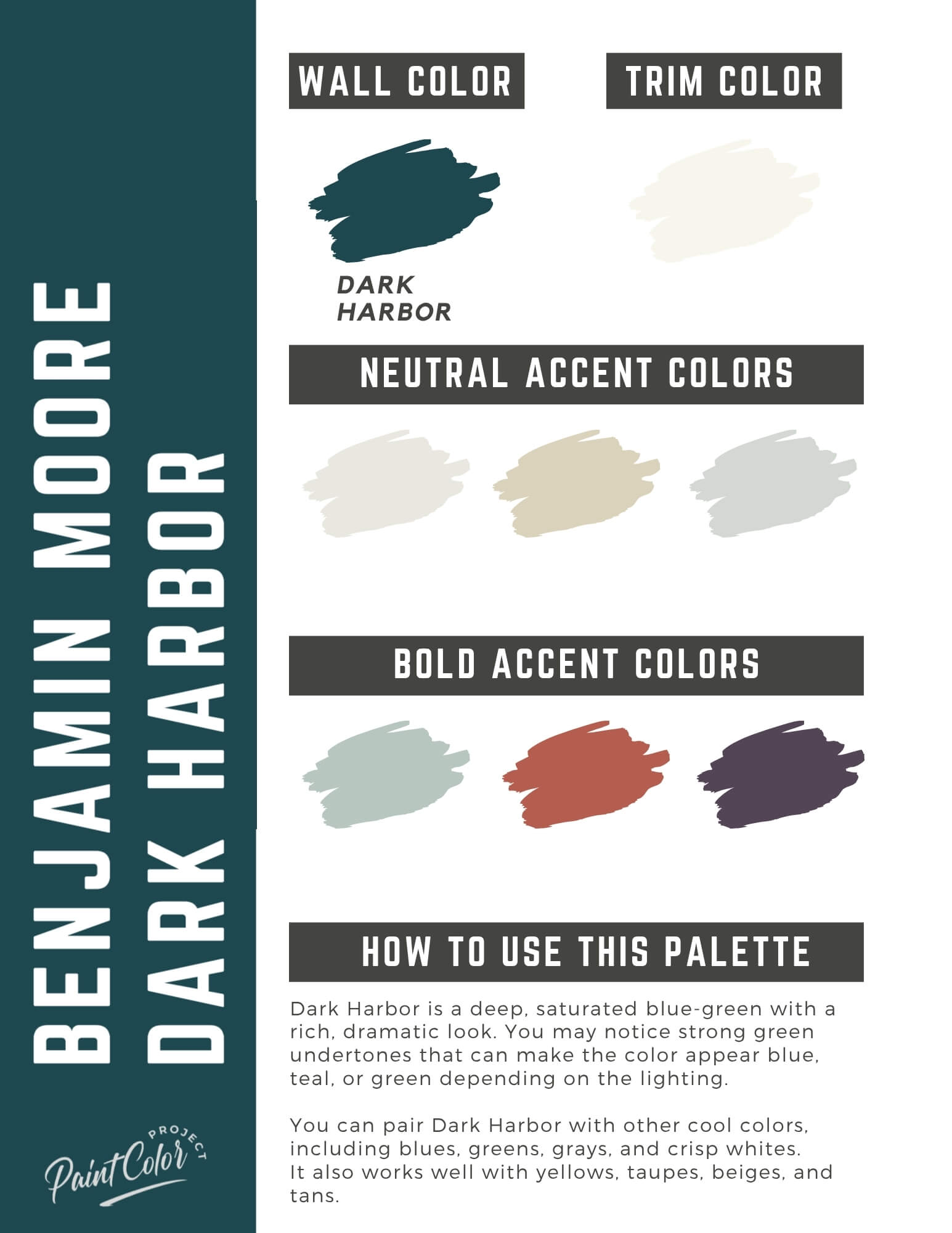 Benjamin Moore Dark Harbor Paint Color Palette