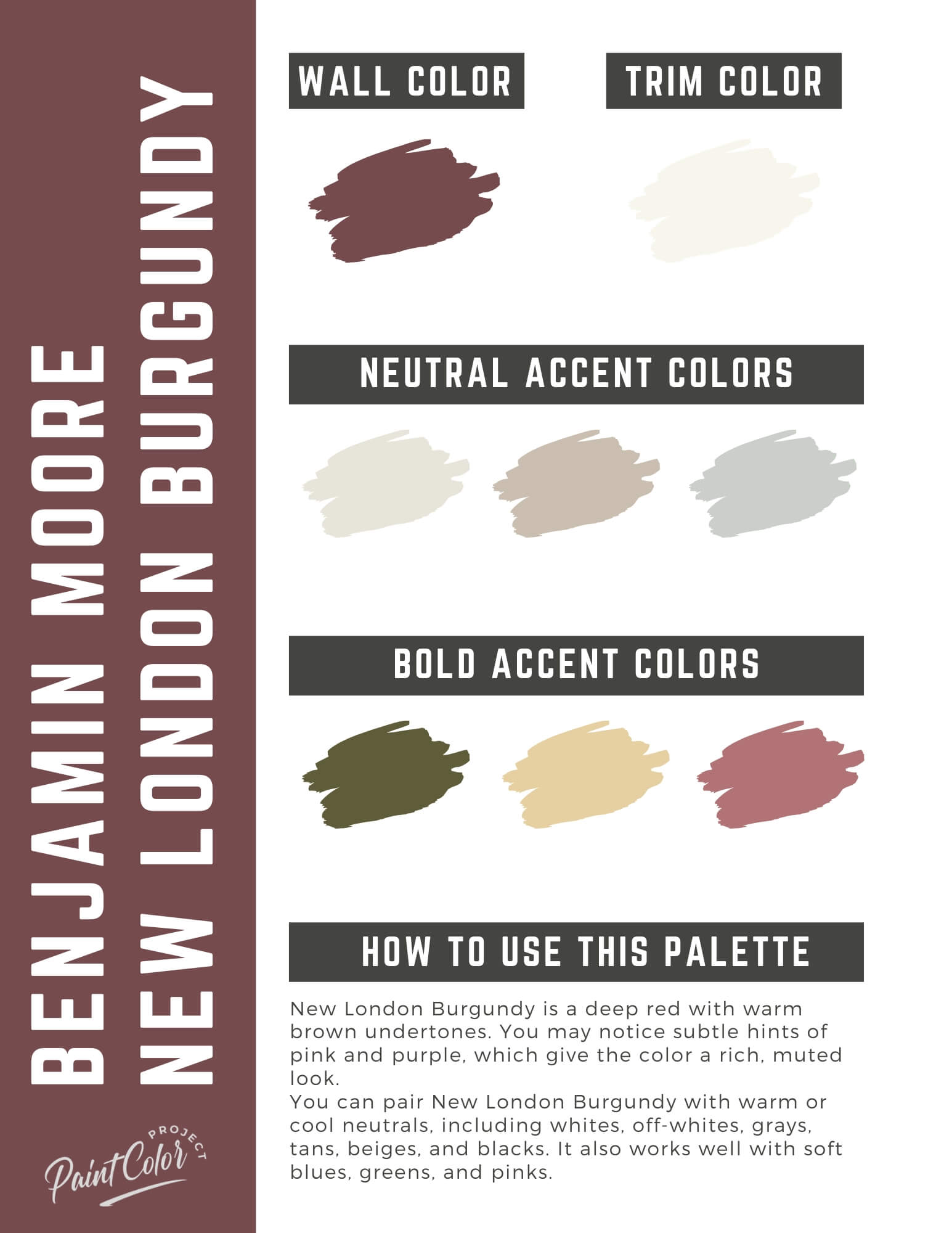 Benjamin Moore New London Burgundy Paint Color Palette